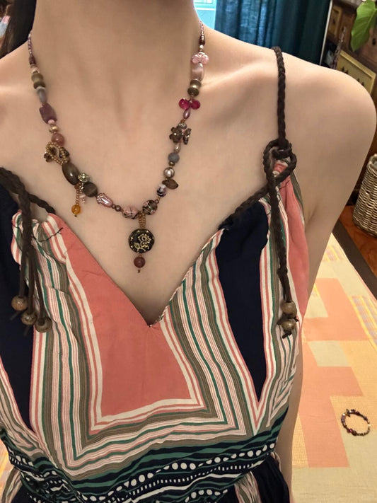 Vintage Wild Rose--Handmade Beading Necklace