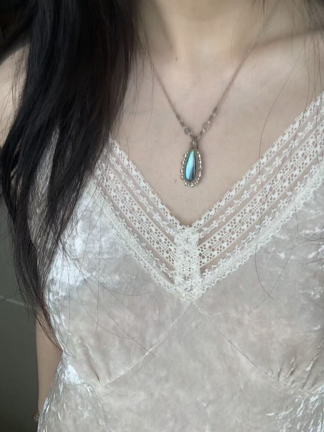 Macrame Necklace--Droplet