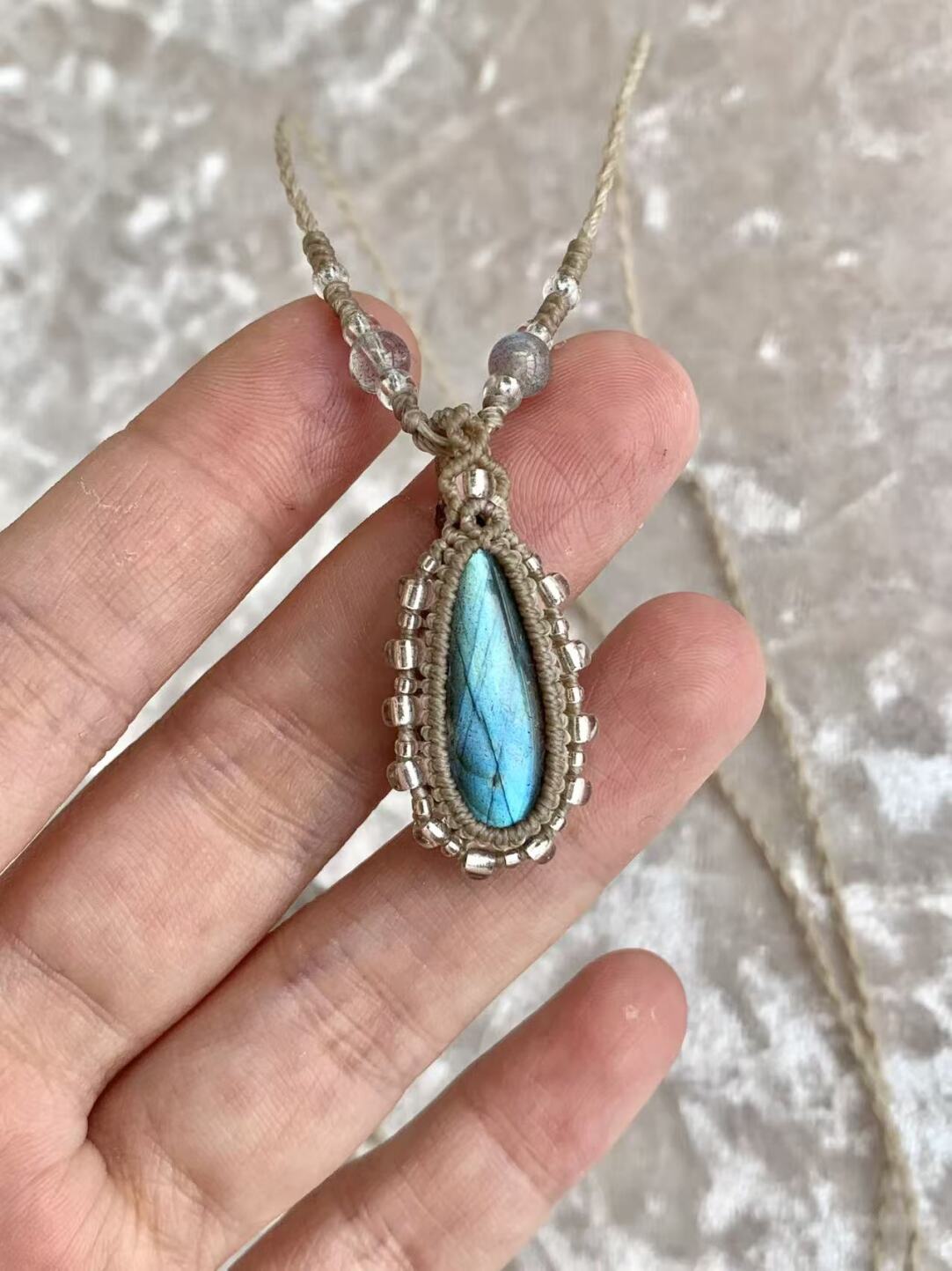 Macrame Necklace--Droplet