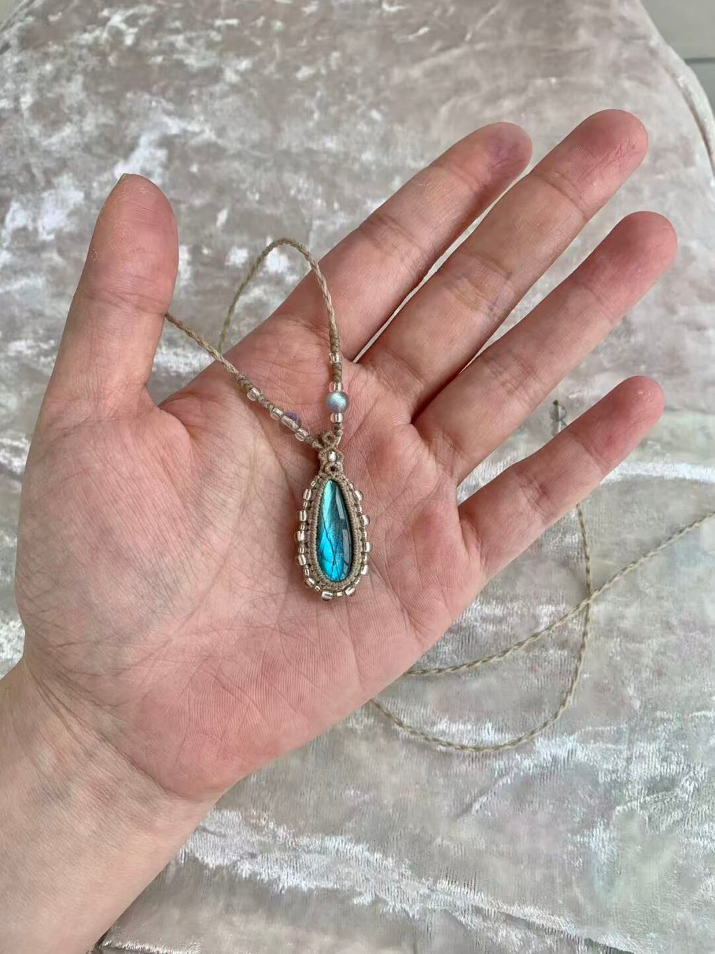 Macrame Necklace--Droplet