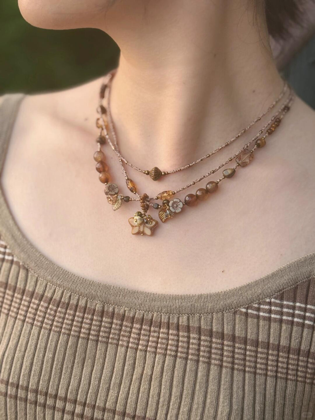 Beading Necklace Caramel Cocoa