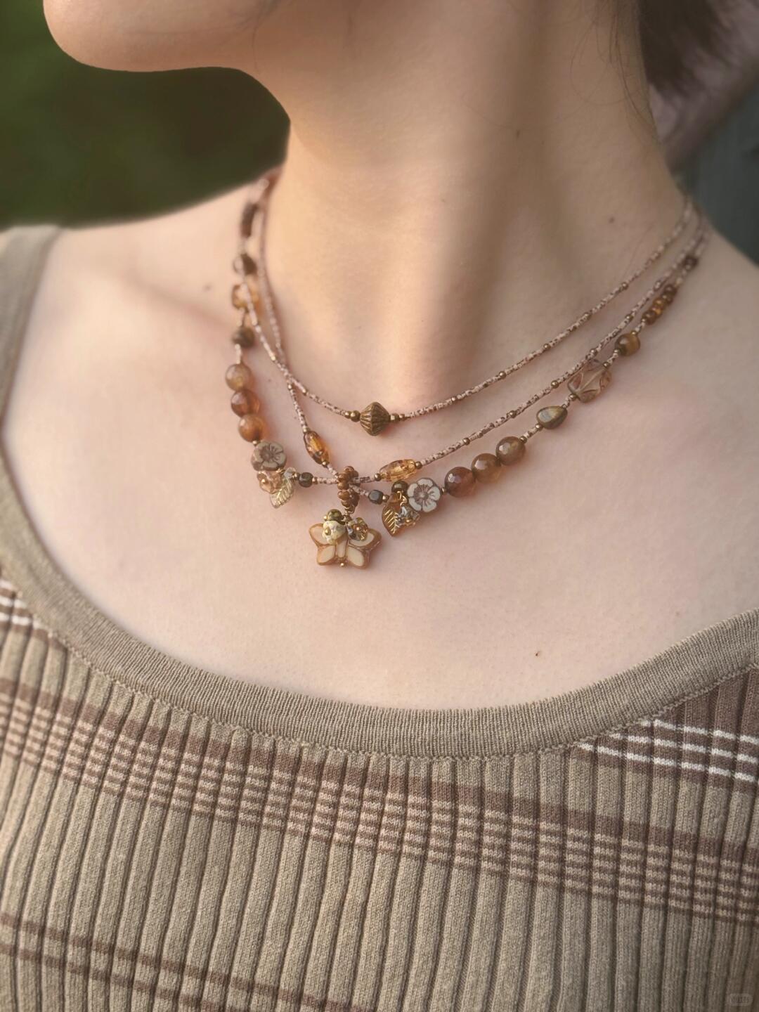 Beading Necklace Caramel Cocoa