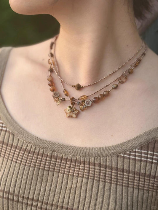 Caramel Cocoa--Handmade Beading Necklace