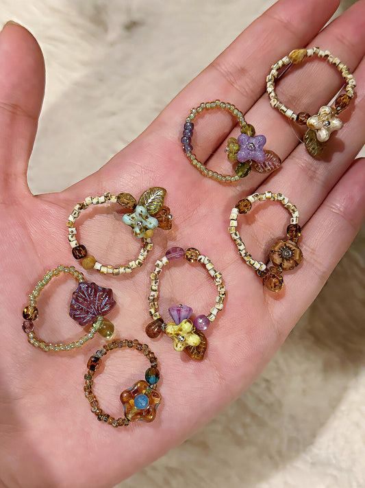 Floral Rings--Handmade Beading Rings