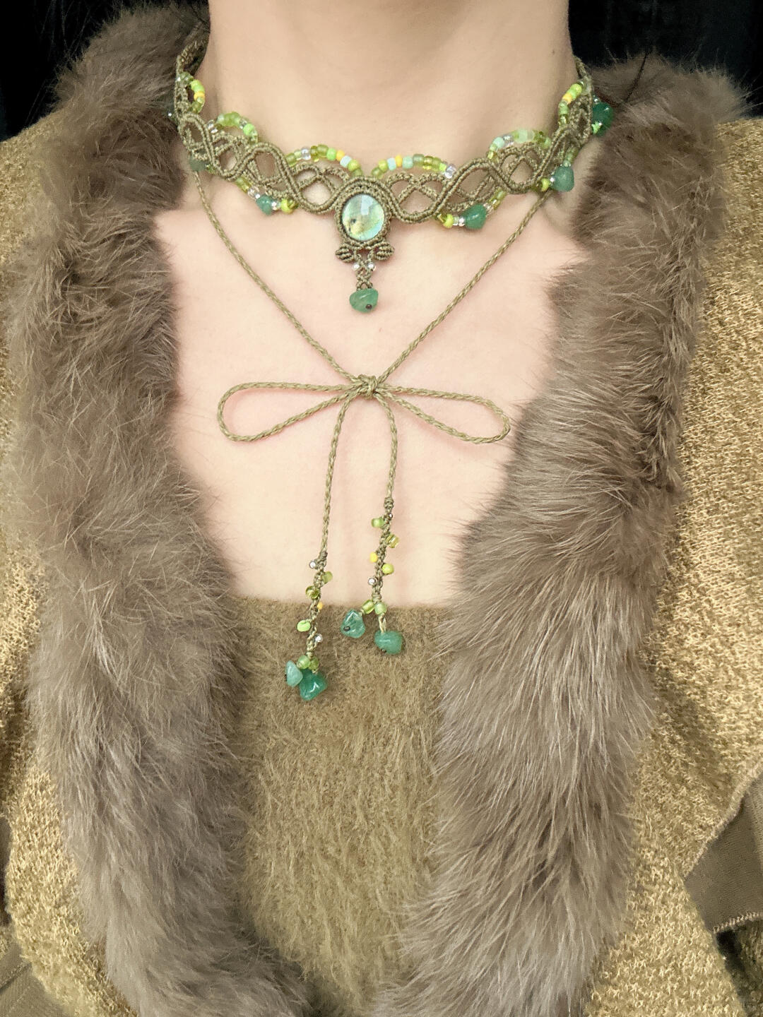 Macrame Necklace Moss Trace