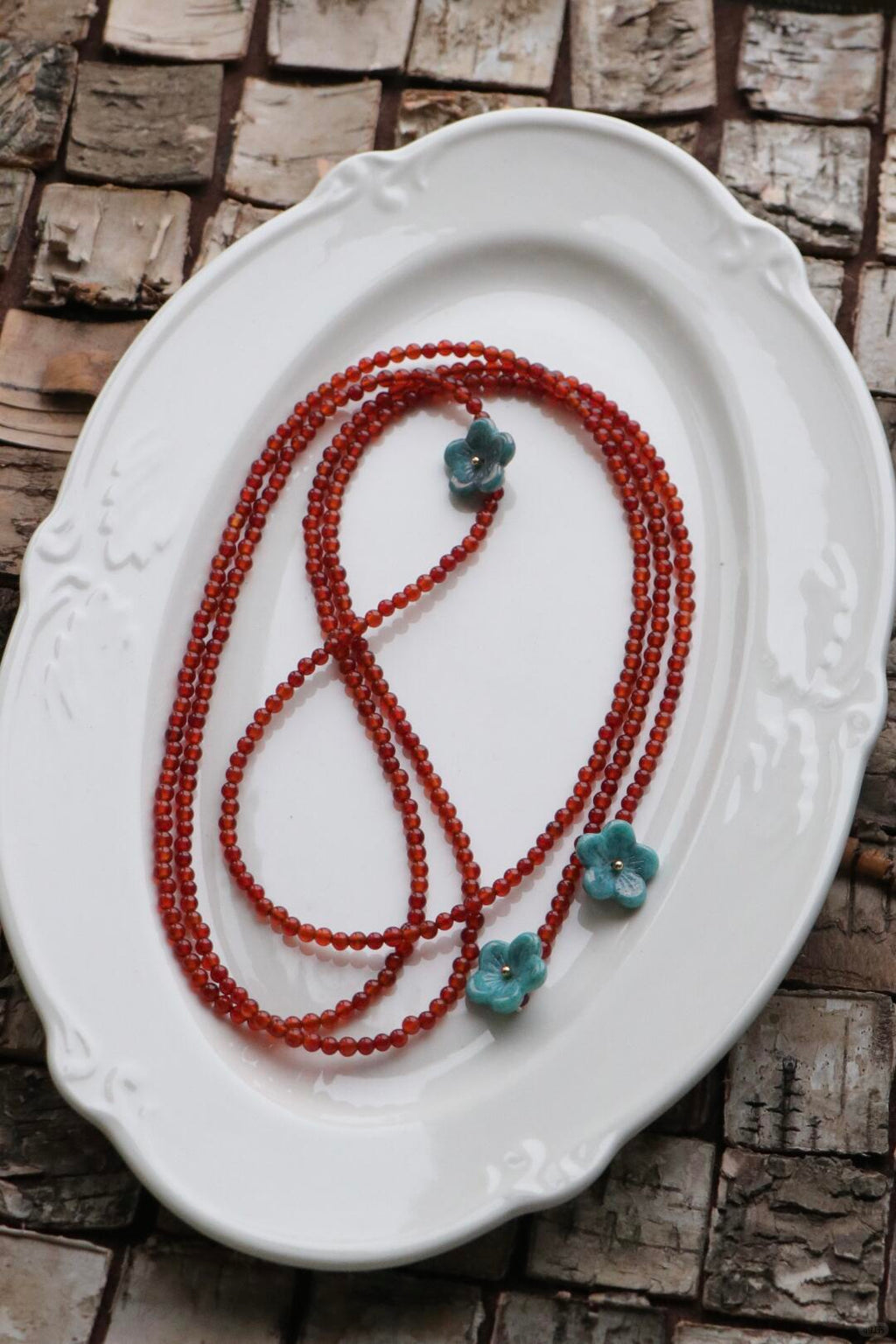 Beading Necklace--Crimson Ribbon