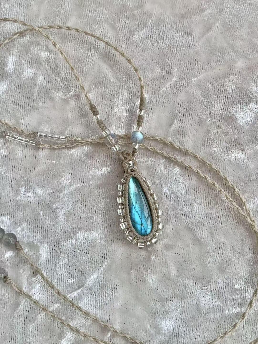 Macrame Necklace--Droplet