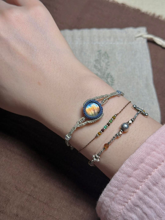 Meteorite Dust--Handmade Macrame Bracelet