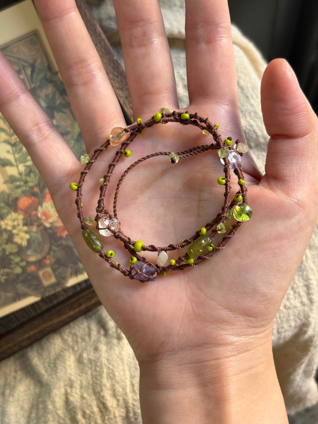 Macrame Bracelet Vine & Gem
