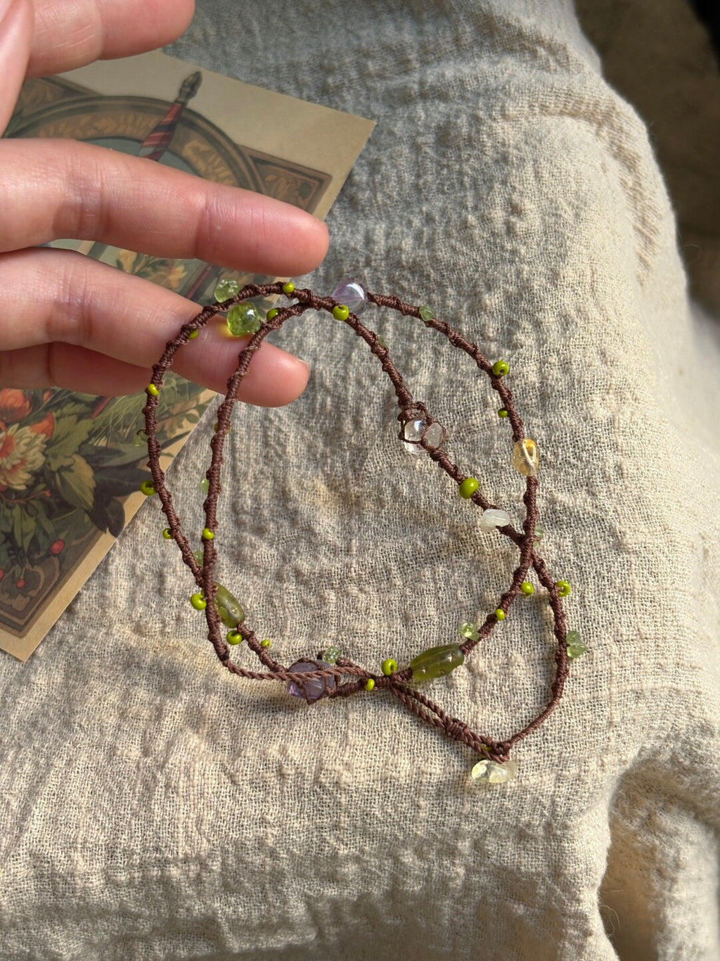 Macrame Bracelet Vine & Gem