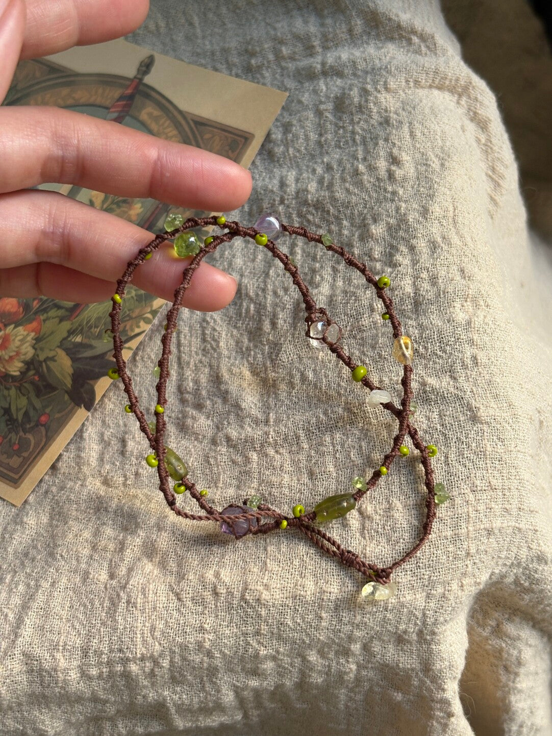 Macrame Bracelet Vine & Gem
