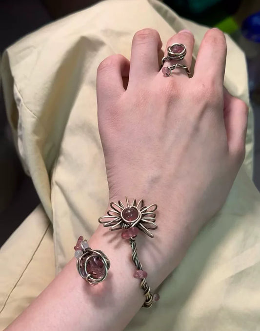Eclipse of Fate--Handmade Wirewrapping ring&bracelet